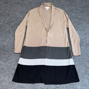 Belle by Kim Gravel Colorblock Cardigan Khaki Black Open Front XXS